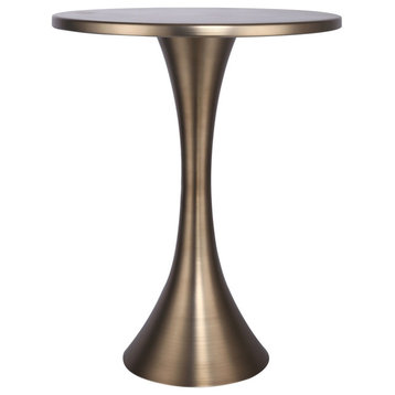 24" H Round Metal Matte Golden Bronze Accent Table