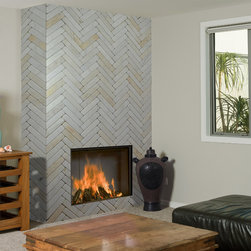 Briq Tiles Tropical Tan Herringbone Fireplace - Wall And Floor Tile