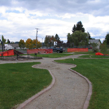Pathways and willow dome (right) are newly installed