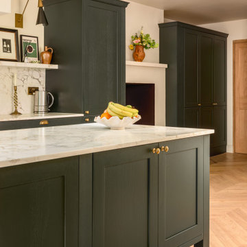 Dark green free-standing Shaker Kitchen