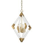 Hudson Valley - Hudson Valley Lyons Four Light Pendant 4617-AGB - Four Light Pendant from Lyons collection in Aged Brass finish. Number of Bulbs 4. Max Wattage 60.00. No bulbs included. A mid-century candle cluster is set within an acrylic diamond frame with metal accents. A diamond loop strengthens the unity of the design. Eight-light versions present a pleasing symmetry. Lyons adds a splash of cool glamour to any space it adorns. No UL Availability at this time.