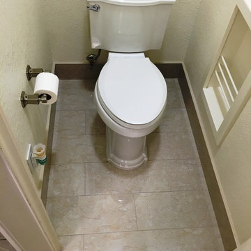 MASTER BATHROOM - Free Standing Tub / Crema Marfil Tile / White Reef Granite