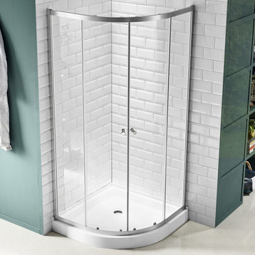ANZZI Mare 35" x 76" Framed Sliding Shower Enclosure, Brushed Nickel