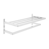 White WATSONS RUNDLE Wall Mounted Folding Extending Towel Rail with Shelf and Hooks
