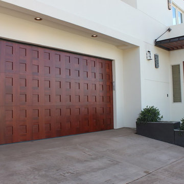 Modern Wood Garage Door with square panels