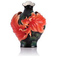 Franz Porcelain Collection Fertility and Abundance Goldfish Vase