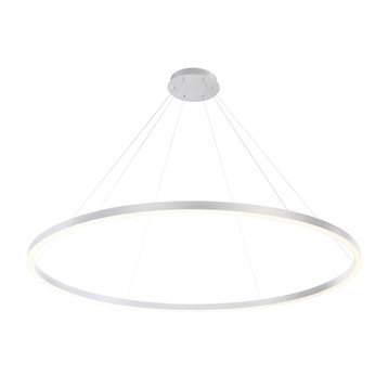 Spunto Oversized LED Large Ring Chandelier, Silver With Opal Shade