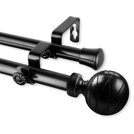 Arman Double Curtain Rod, Black, 28-48"