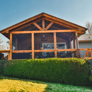 Englewood Cedar screen room with exposed beams
