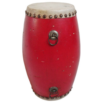 Consigned Vintage Small Red Wood Drum