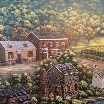 Colonial-Revolutionary Murals, hand painted throughout a dining room.