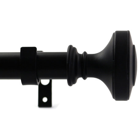1" Semplice Drapery Curtain Rod, 48"-84", Black