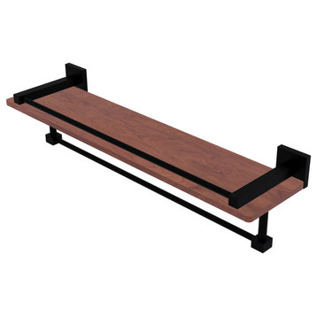Montero 22" Wood Shelf with Gallery Rail and Towel Bar, Matte Black