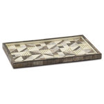 Currey & Company - Modernist Bone and Horn Tray - Our Modernist Bone and Horn Tray is a very conceptual design covered in a mosaic made from pieces of hand-cut buffalo horn that has been applied to a Mango wood structure. This decorative tray with its modernist pattern represents a new approach to contemporary design in handicrafts in India. We also have a set of decorative boxes with this mosaic pattern.