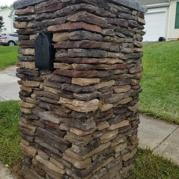 Landscaping Renovation with Paver Walkway and Built-in Stone Veneer Mailbox