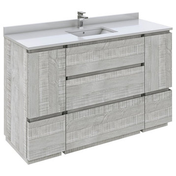Fresca Stella 54" Single Bathroom Cabinet w/ Top & Sink in Ash Gray