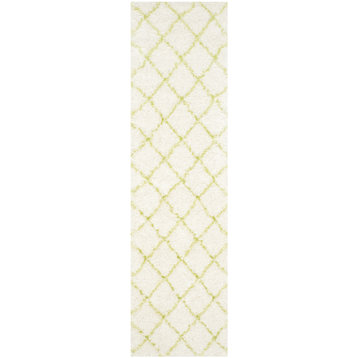 Safavieh Moroccan Shag Collection MSG343 Rug, Ivory/Green, 2'3" X 8'