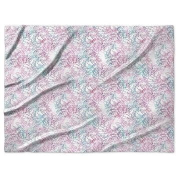 "Floral Doodle" Sherpa Blanket 80"x60"
