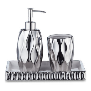 Silver Wave Lotion Pump Contemporary Soap Lotion Dispensers By Roselli Trading Company