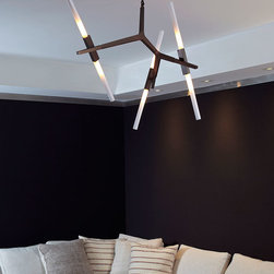 Agnes 6 Light Chandelier in Black in this living room - Pendant Lighting