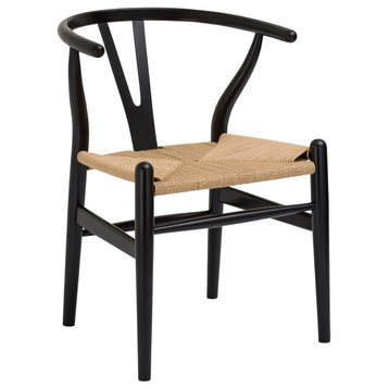 The Sawyer Dining Chair, Black, Wood and Rope