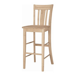 International Concepts S-103 San Remo Stool, 30-Inch SH, Unfinished - Bar Stools And Counter Stools