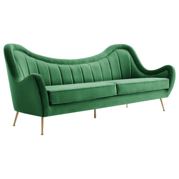 Cheshire Channel Tufted Velvet Sofa, Emerald