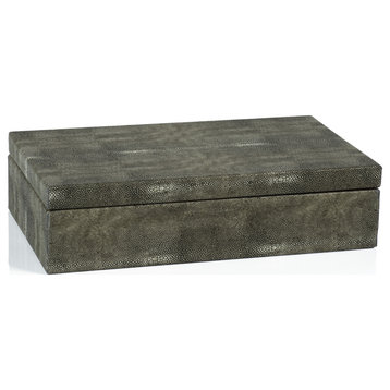 Bari Faux Shagreen Leather Decorative Box, 14" x 8"