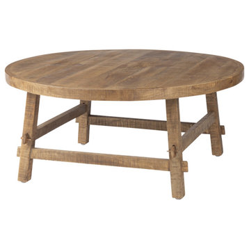 Rosie Round Medium Brown Solid Wood Coffee Table