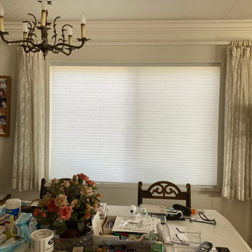 Elegant Dining Room Makeover: Cellular Shades & Sheer Curtains
