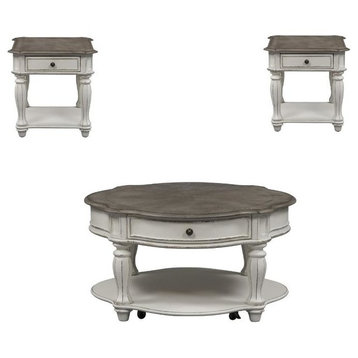 3 Piece Set of Round Coffee Table and (Set Of 2) End Table