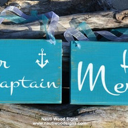 Beach Decor, Bathroom, Master Bath, His Hers - Novelty Signs