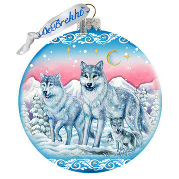 Guardian of Spirituality Wolves Glass Ornament Limited Edition by G. DeBrekht
