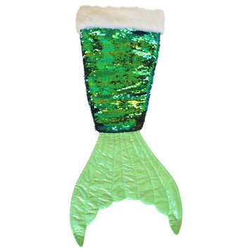 Shimmering Green Sequined Mermaid Tail Christmas Holiday Stocking