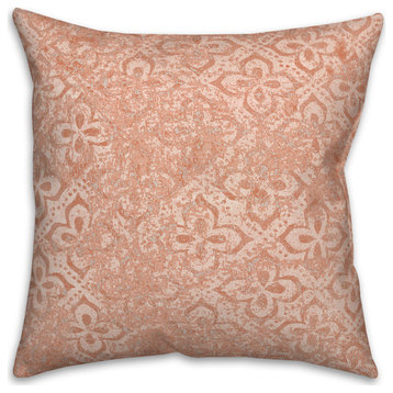 Peach Colored Pattern Distress Pillow 18x18 Spun Poly Pillow