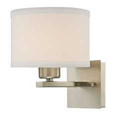 Tecido 1-Light Wall Sconce Satin Nickel White Fabric Shade