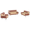 7040 Light Brown & Dark Brown Bonded Leather Three Piece Sofa Set