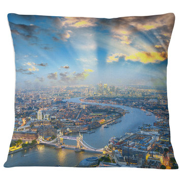 Tower Bridge Area and City Light Cityscape Photo Throw Pillow, 18"x18"