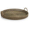 Zadar Round Open Weave Rattan Tray With Clear Glass