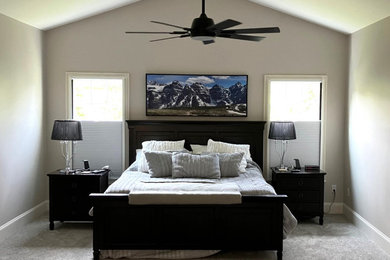 Example of a transitional bedroom design in Detroit