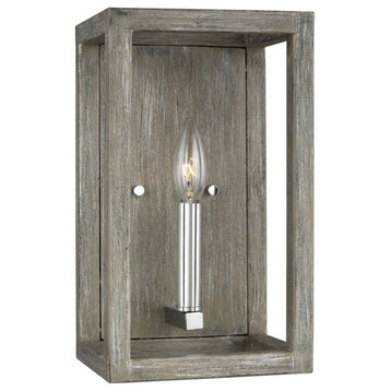 9.5W One Light Wall Sconce-Washed Pine Finish-Incandescent Lamping Type - Wall