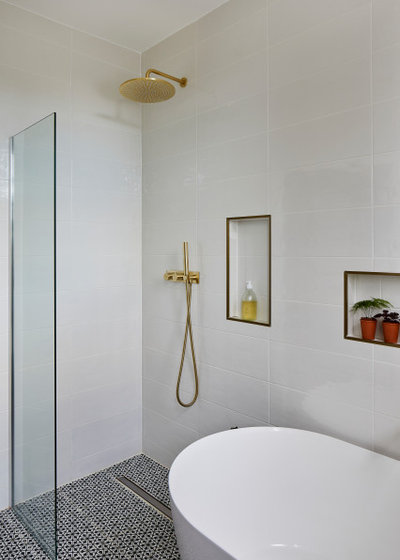 Transitional Bathroom by MODEL Projects Ltd