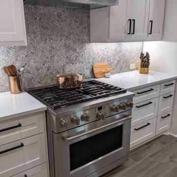 Contemporary White kitchen with grey accents