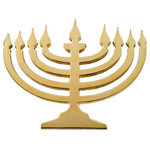 Jefferson Brass - Menorah Trivet, Polished - Classic and fundamental in the Jewish faith is the menorah, one of the oldest symbols of the Jewish faith. The nine-branched menorah seen here is used on Chanukah, commemorating the miracle that a day's worth of oil for this menorah lasted eight days. Because of the handcrafted workmanship of each piece, you may occasionally be able to discern very small inclusions, imperfections, and even slight size variations. This is to be expected, and we ask that you understand that they are an inherent part of the manufacturing process. Our products, we believe, are the best that can be made today. All products are solid brass. If you receive one that has a slight discoloration, it is not a defect. It has travelled over 8,000 miles from the factory to our warehouse. Use a metal polish, such as Brasso or Wenol, to correct the discoloration. The discoloration is not a defect.