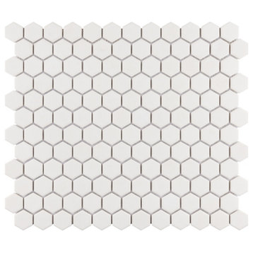 Gotham 1" Hex White Porcelain Floor and Wall Tile
