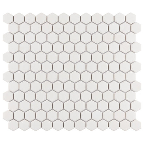 Gotham 1" Hex White Porcelain Floor and Wall Tile