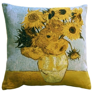 Pillow Decor - Van Gogh Sunflowers 19 x 19 Throw Pillow