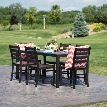 Loft Outdoor Dining Set - Textured Black Aluminum w/ Venetian Cocoa Premium HDPE