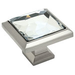 Cosmas - Cosmas Square Cabinet Knob, Satin Nickel and Clear Glass - This beautiful Cosmas square glass knob features a clear color and coordinating satin nickel base. Nothing on the market lasts longer or provides better value than Cosmas branded products.