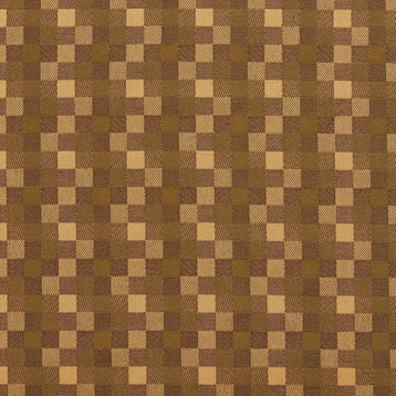 Green And Brown Checkered Luxurious Faux Silk Upholstery Fabric By The Yard